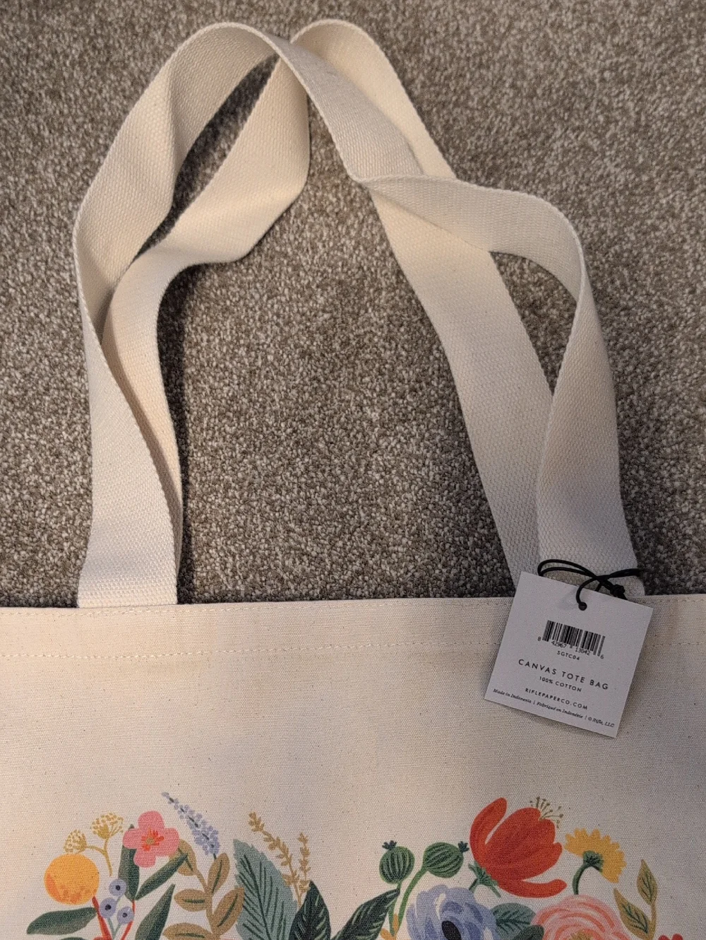 NWT Rifle Paper Co. Heart Canvas Tote - Picture 5 of 7